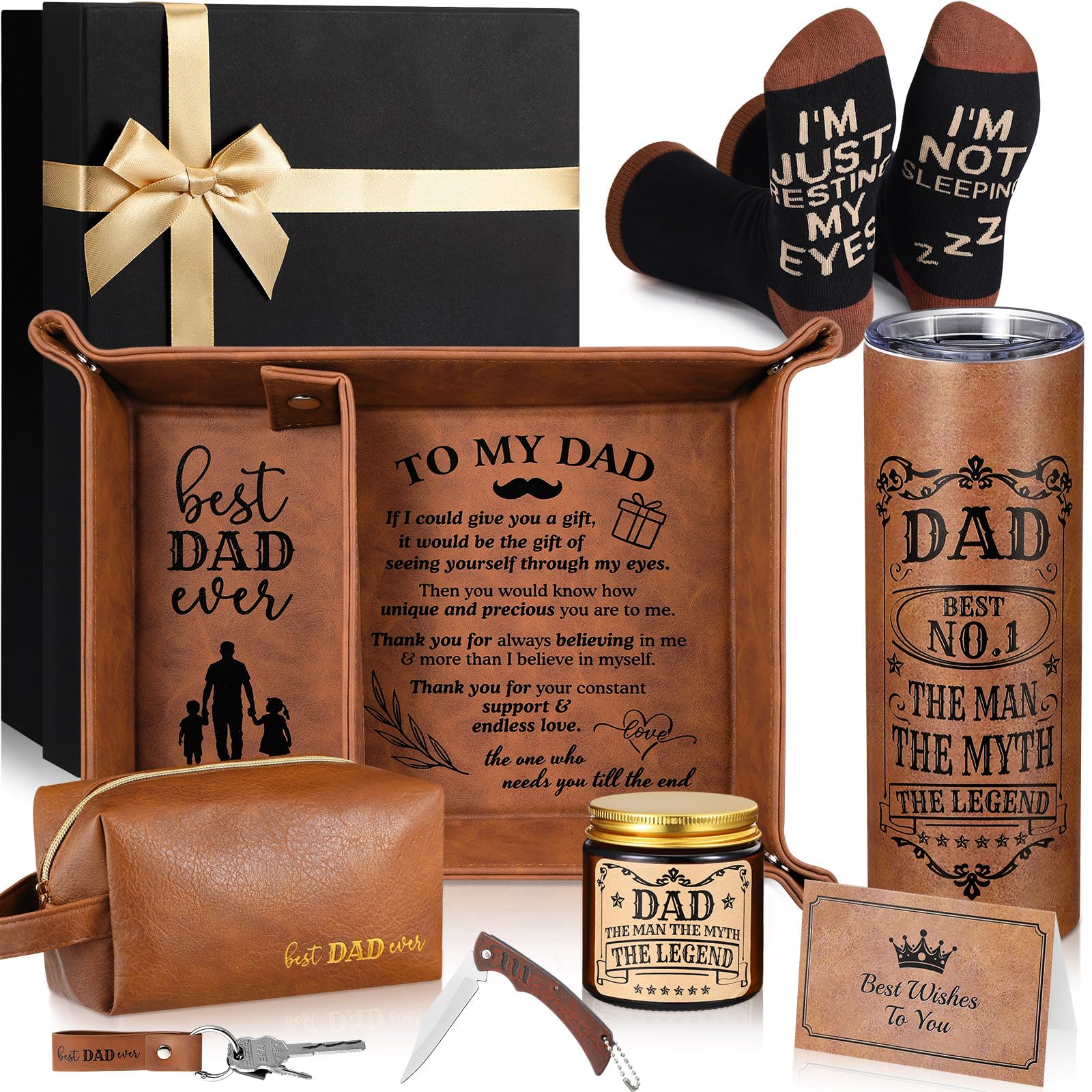 Sieral leather dad tray keeps essentials organized on desk or bedside.