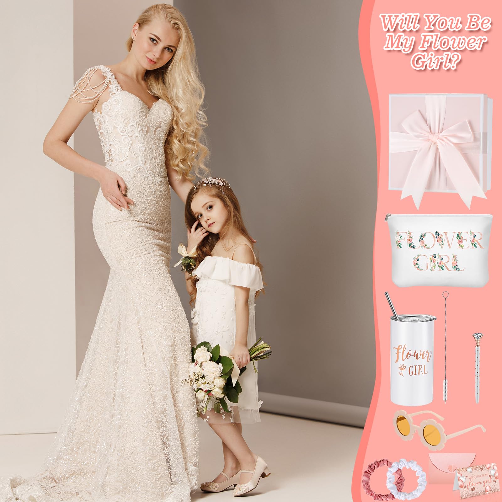 Sieral pink hair ring adds sparkle to wedding hairstyle