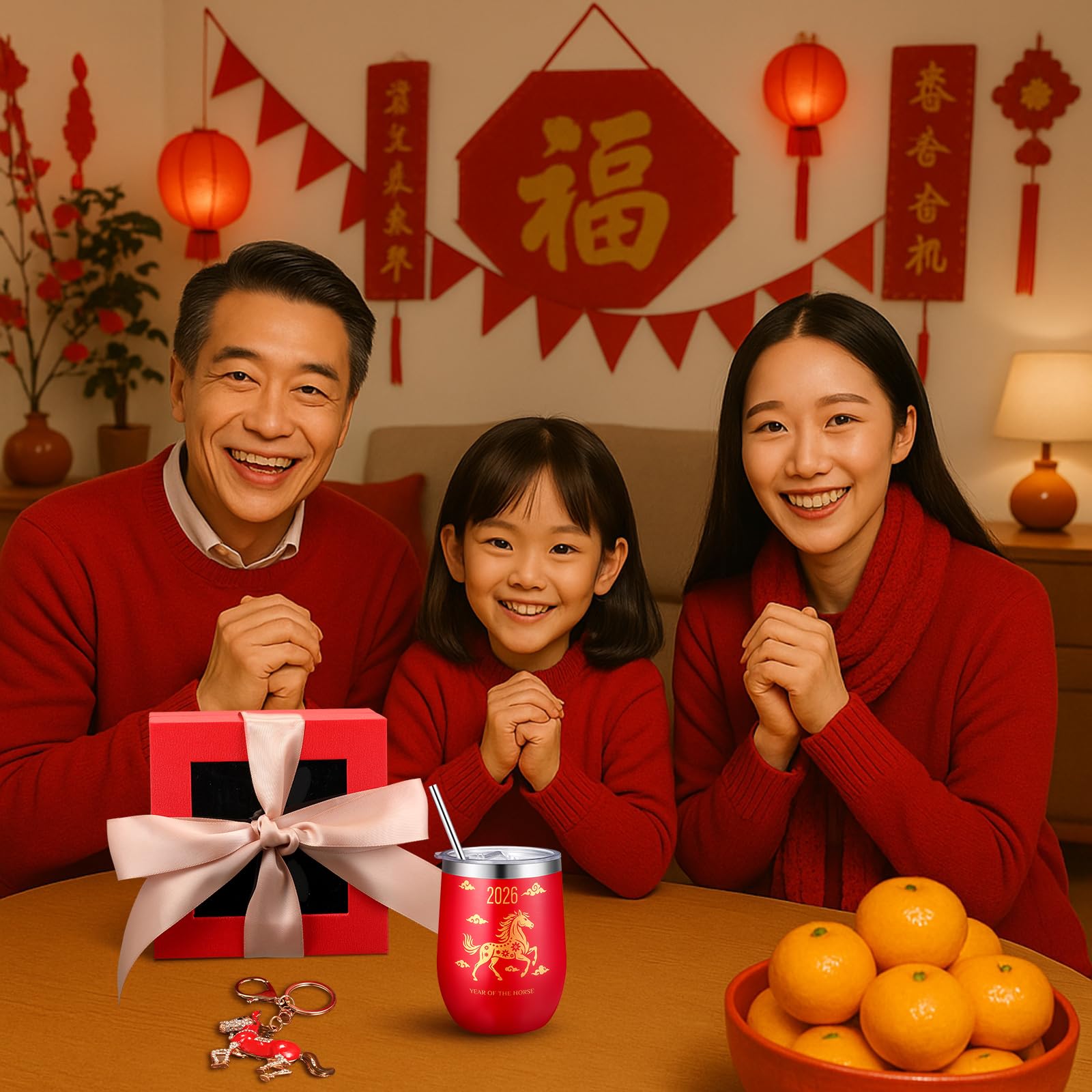 Sieral red gift box packaging for Chinese New Year gift set