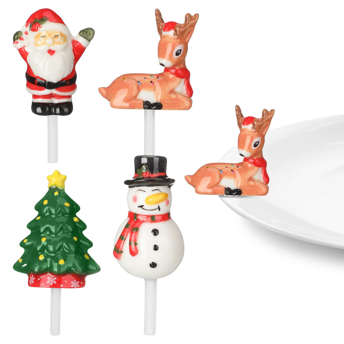 Sieral Santa Claus ceramic plate decor adds festive charm to holiday serving.