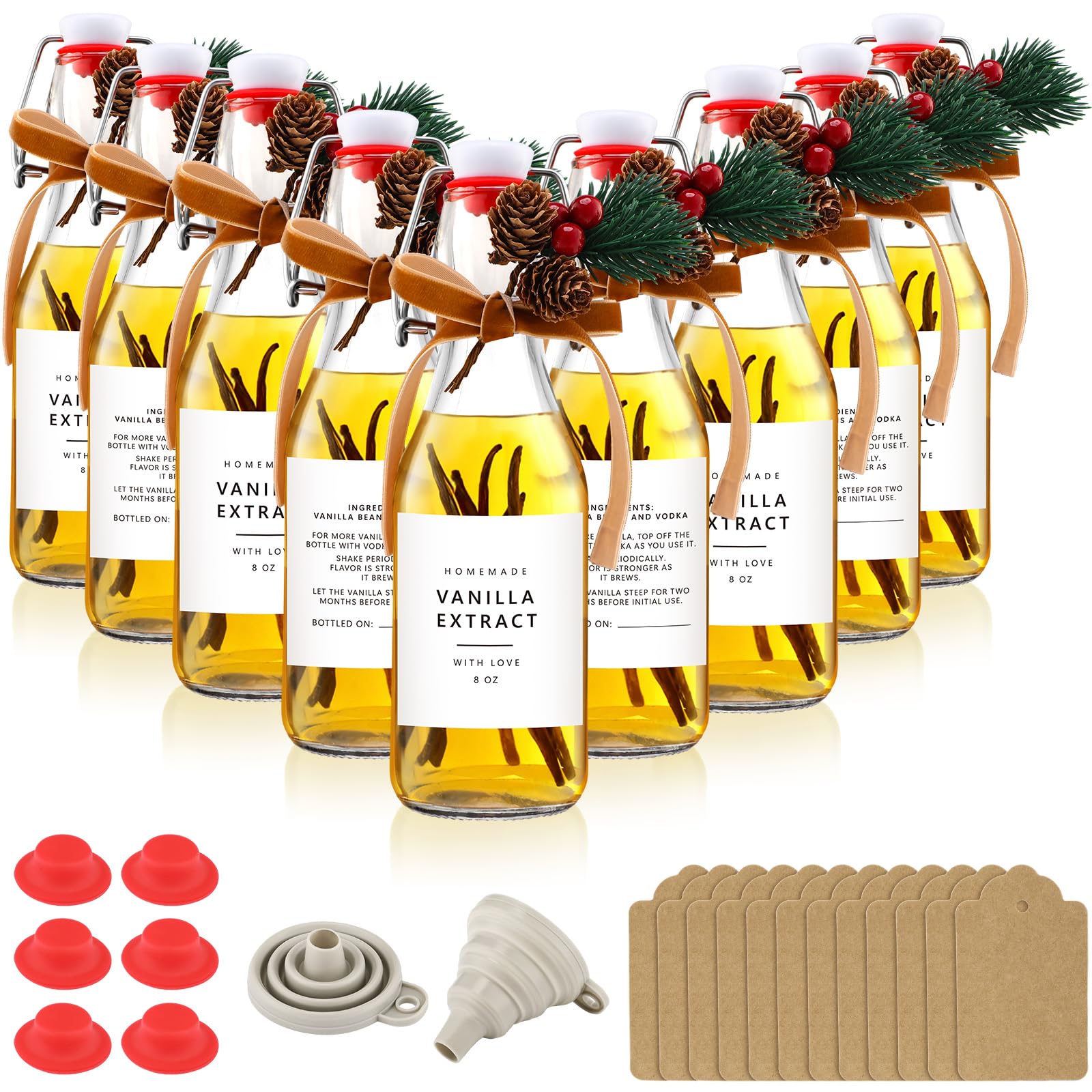 Sieral vanilla bottles 8 oz with swing tops, ideal for fresh, leak-free storage.