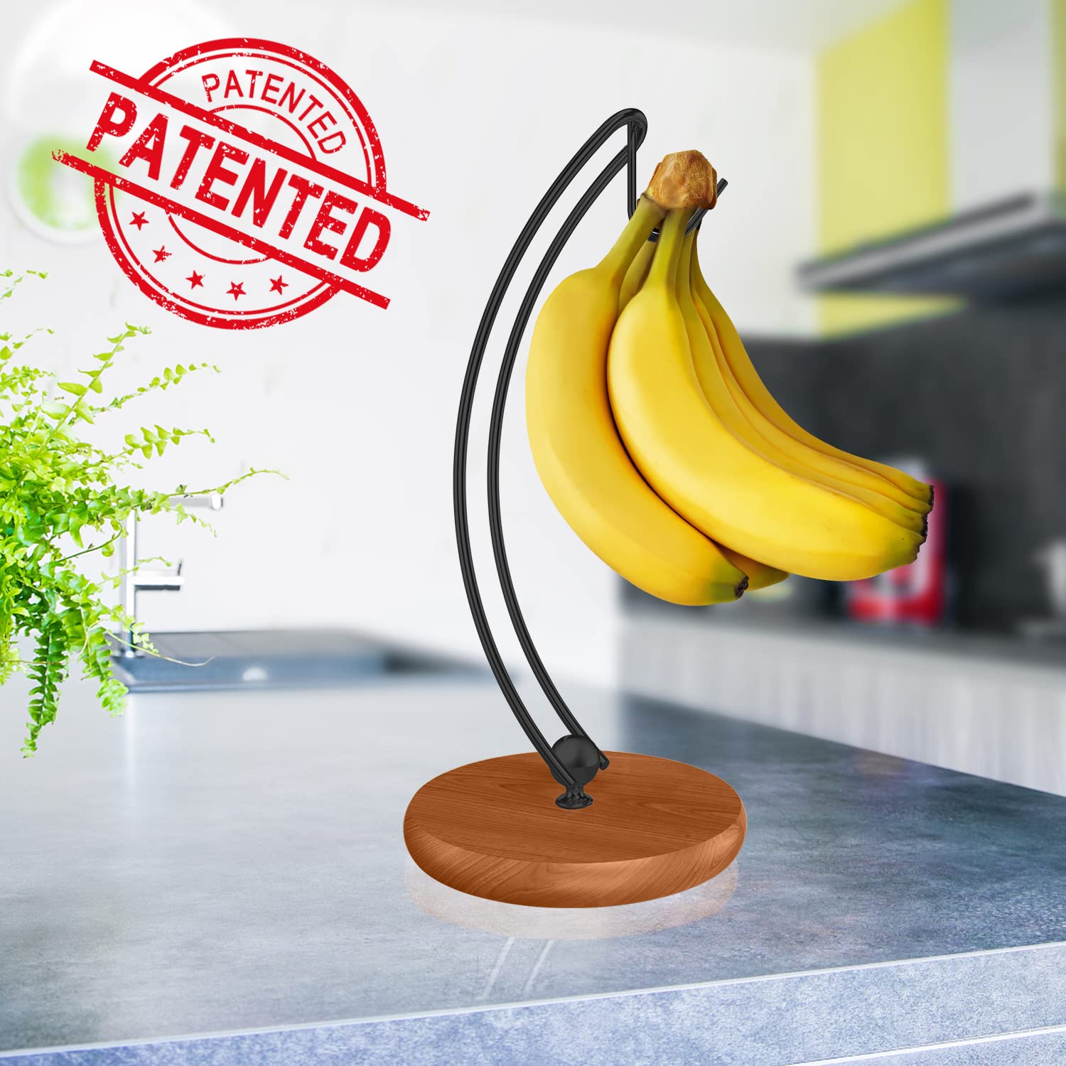 Signice new black banana holder enhances decor while organizing fruit.