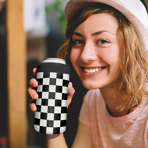 Signice black checkered design cooler with portable style