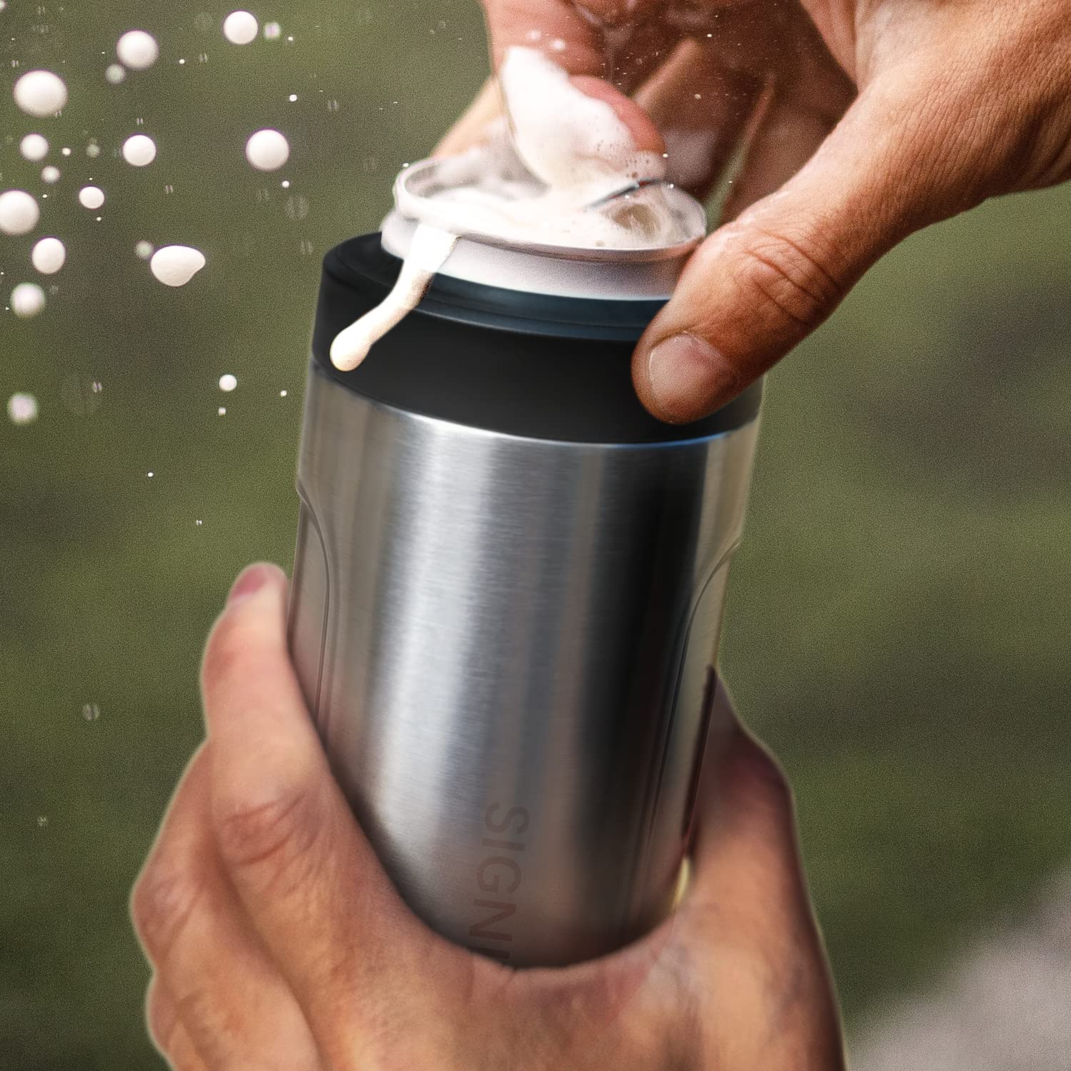 Signice 3-in-1 cooler shown with a beer bottle in use