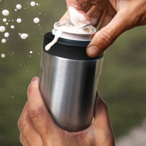 Signice 3-in-1 cooler shown with a beer bottle in use
