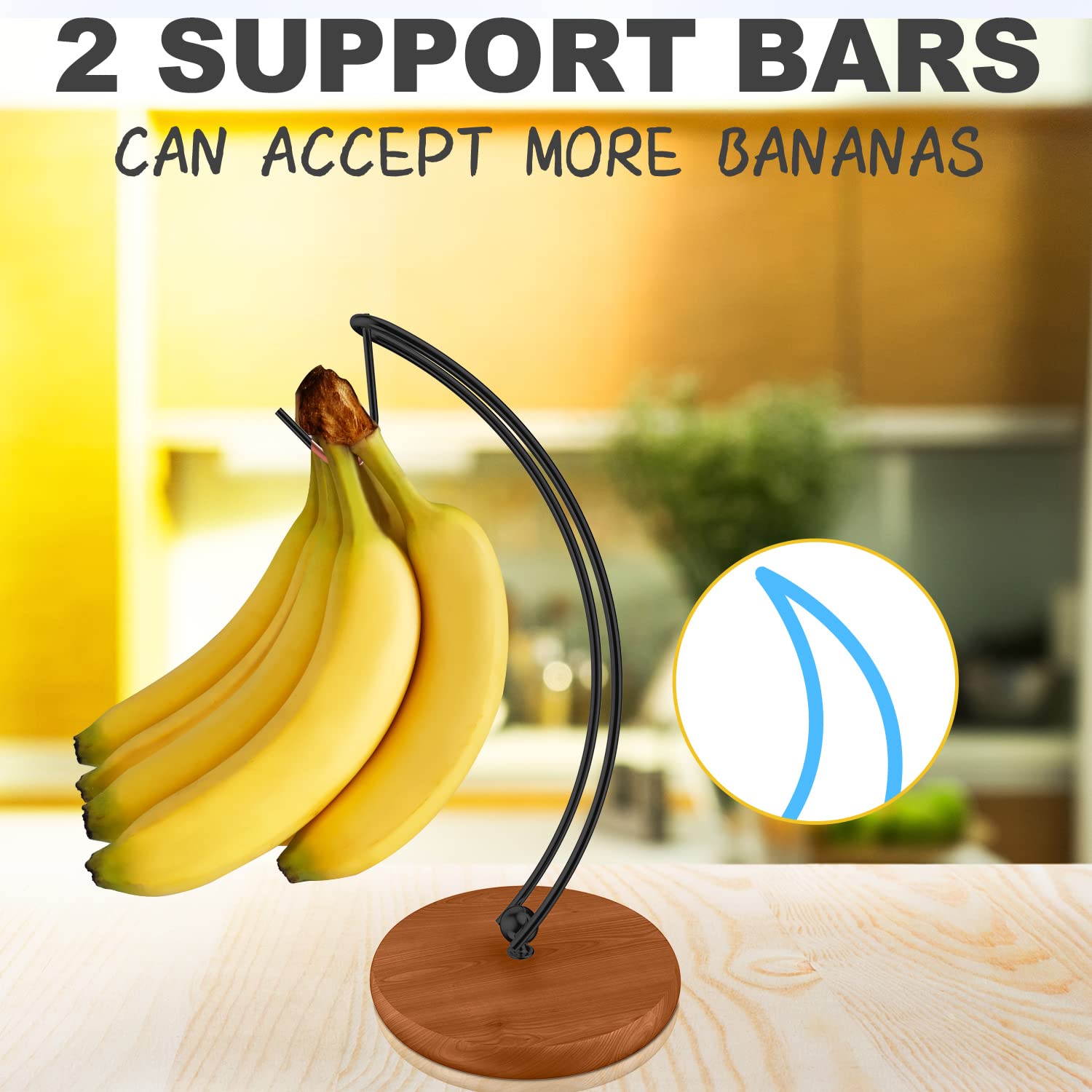 Signice 12-inch banana stand fits large bunches and other fruit.