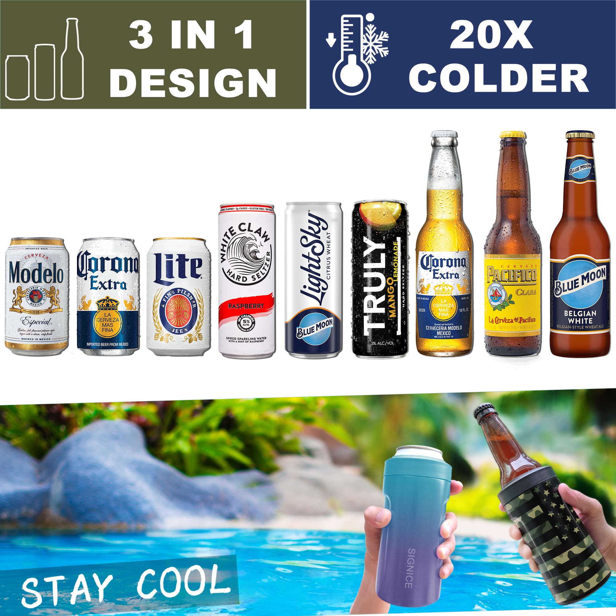 Signice Ocean Dream can holder fits 12oz slim and standard cans.