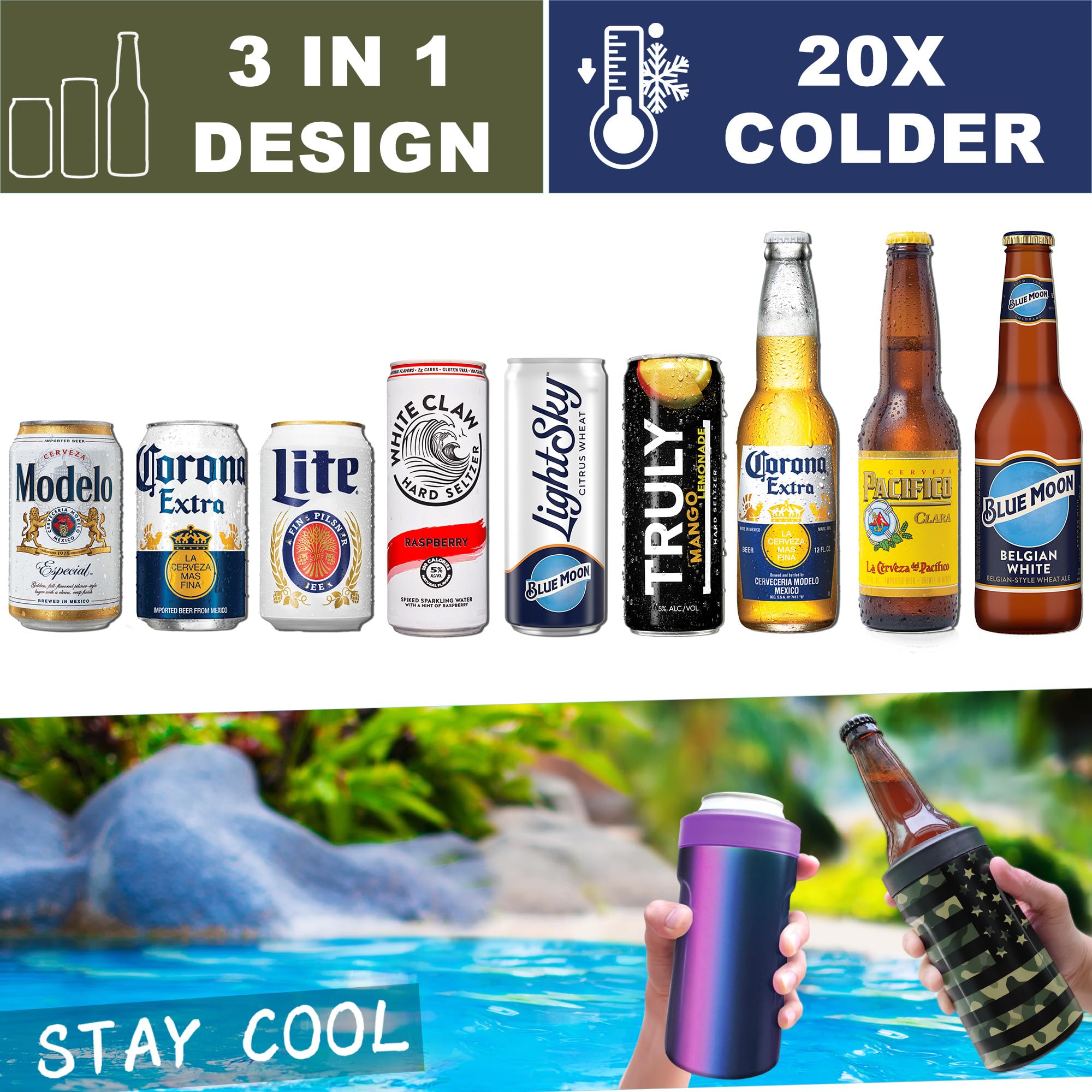 Signice 3-in-1 cooler demonstrates bottle-fit versatility for drinks on the go.