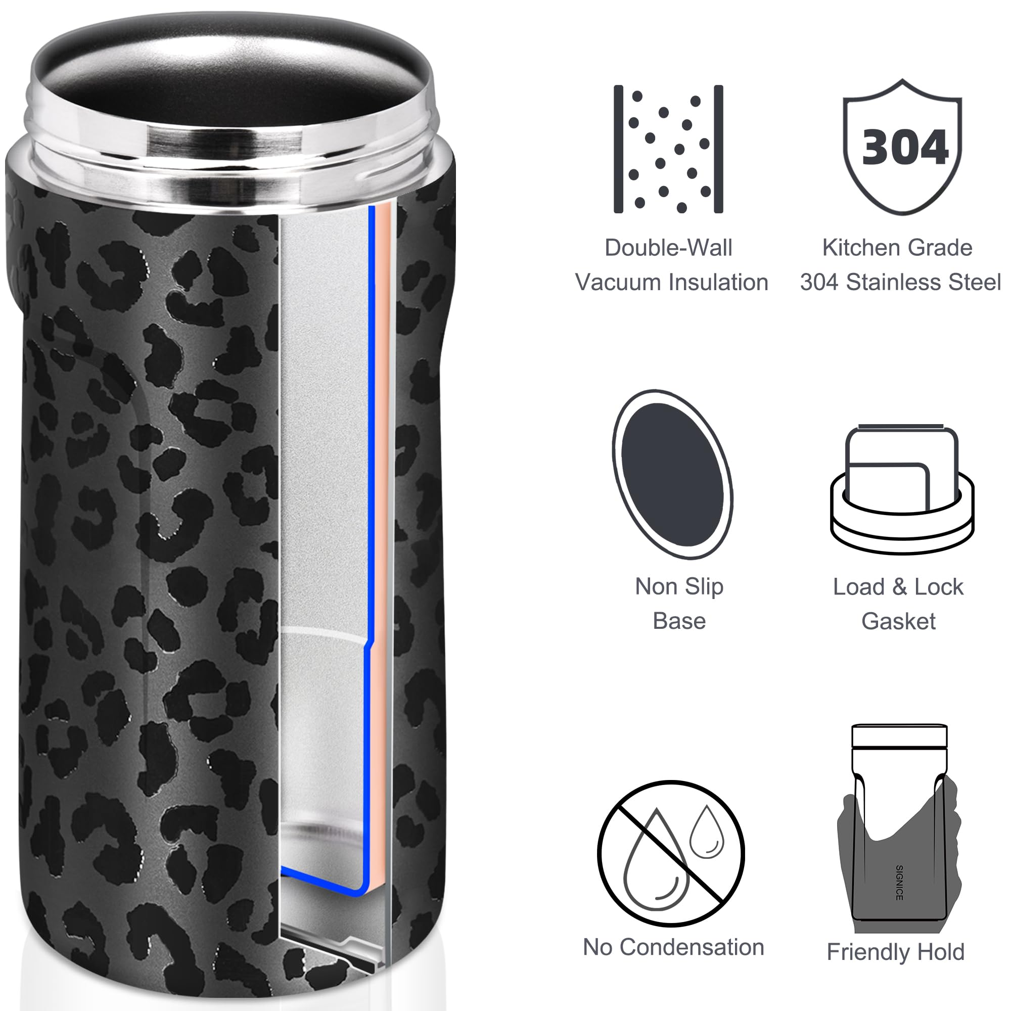 Signice universal can cooler insulation highlights double-wall construction and long chill