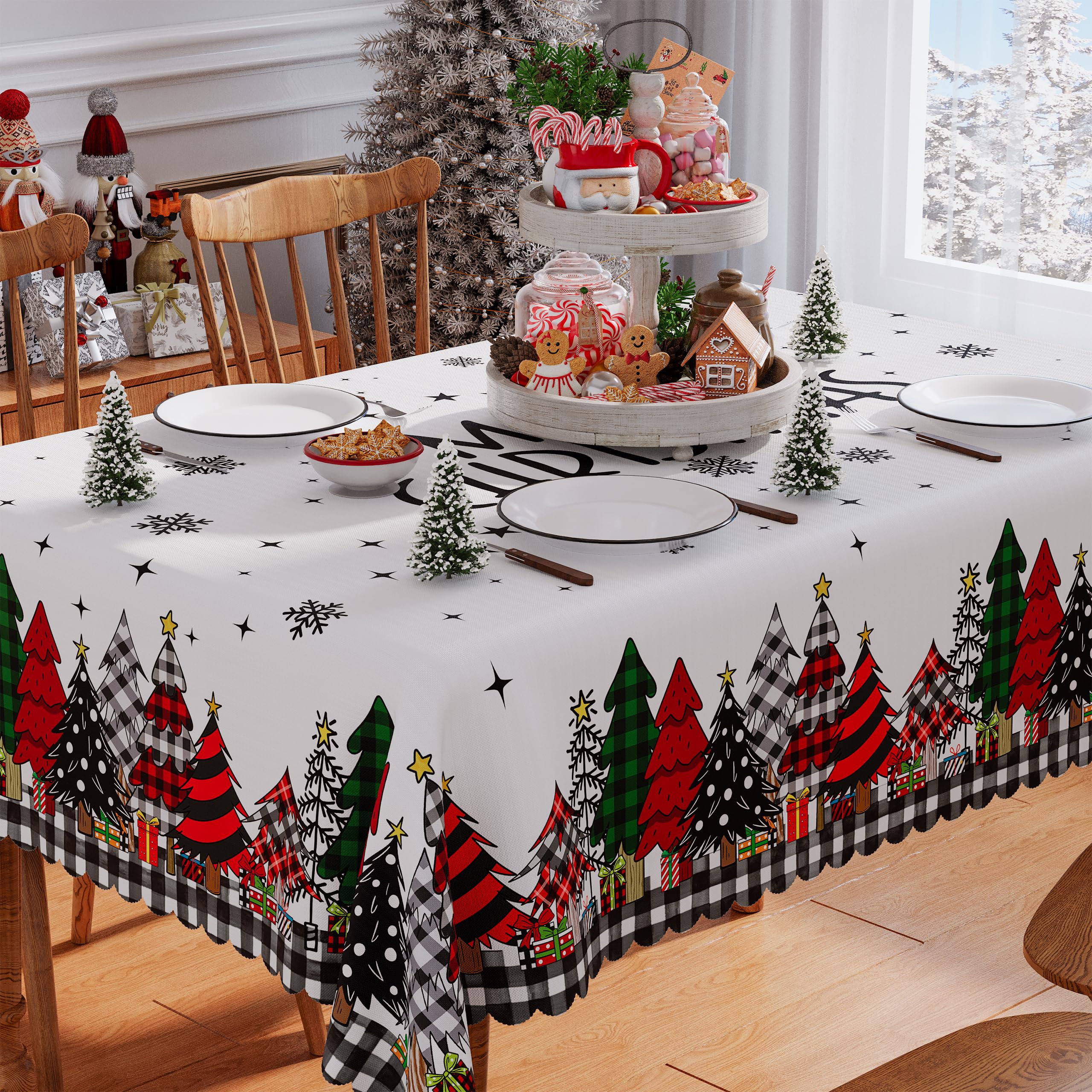 Siilues Christmas tablecloth 60x84 rectangle protects surfaces during festive meals.