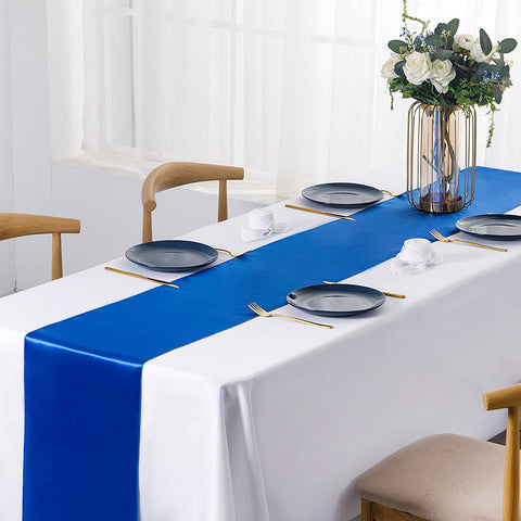 Close-up of SiinvdaBZX satin table runner showing smooth texture and rich color for weddings