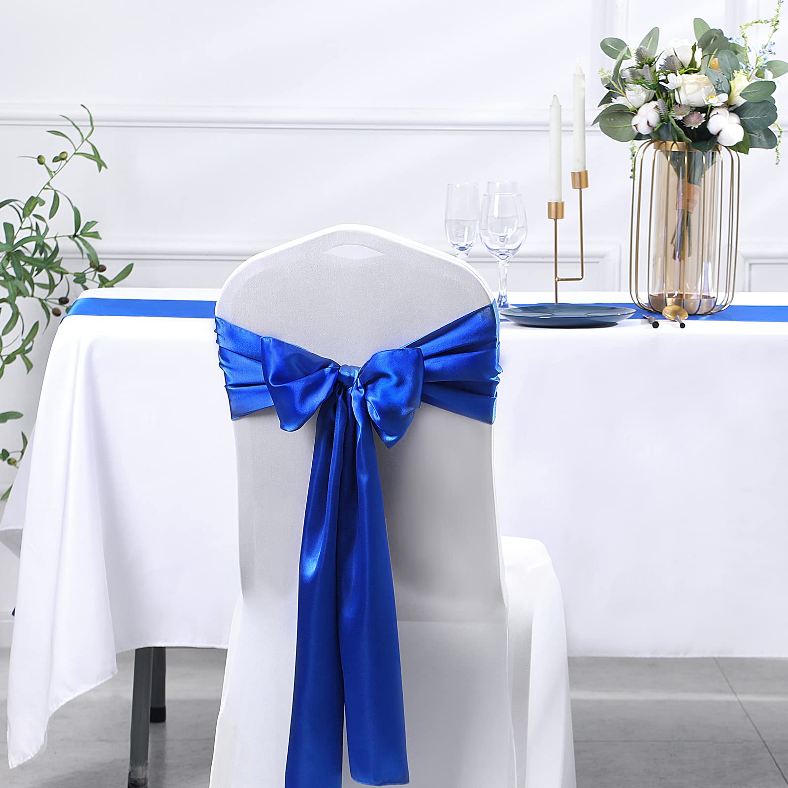 SiinvdaBZX satin runner used as a coordinated decor element for event tables