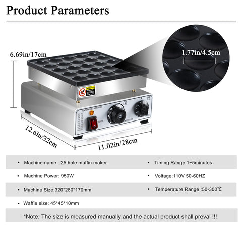 SIJIDING mini pancake maker control panel for precise temperature and timer control