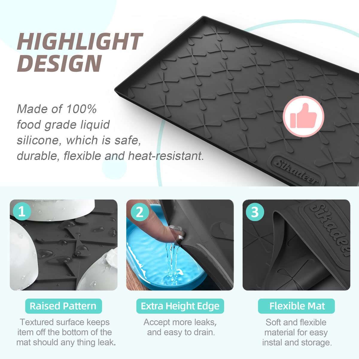 SIKADEER mat highlights 15 sizes for precise cabinet fit