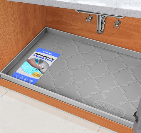 SIKADEER 31x22 under-sink mat protecting cabinet from spills