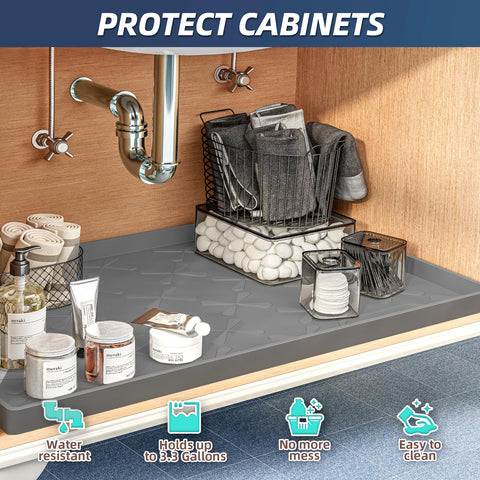 Anti slip texture keeps bottles and cleaning tools in place.