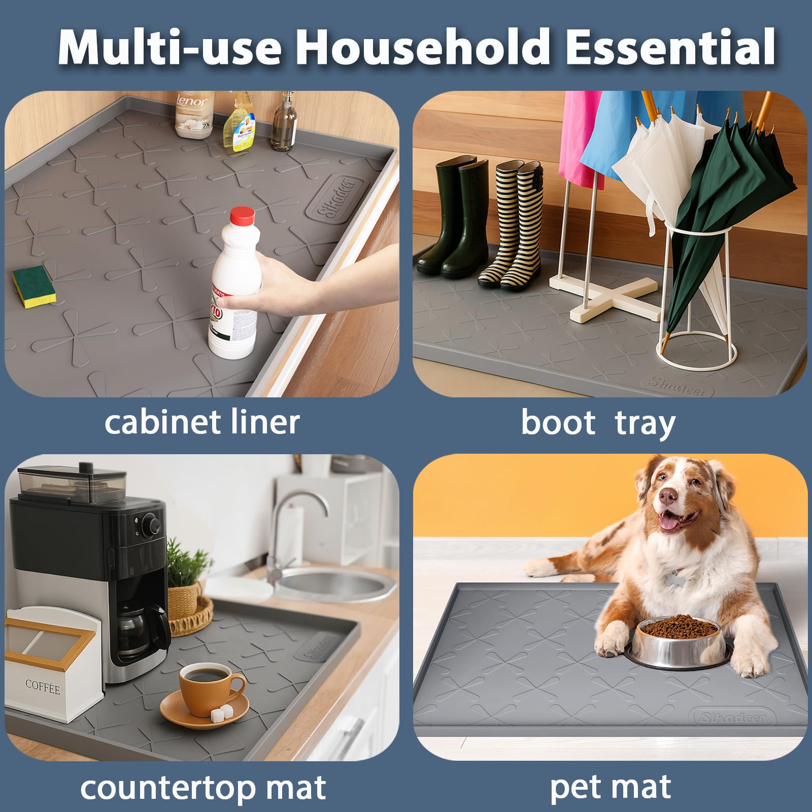 SIKADEER versatile mat works as fridge, countertop, drawer liner, or pet mat.