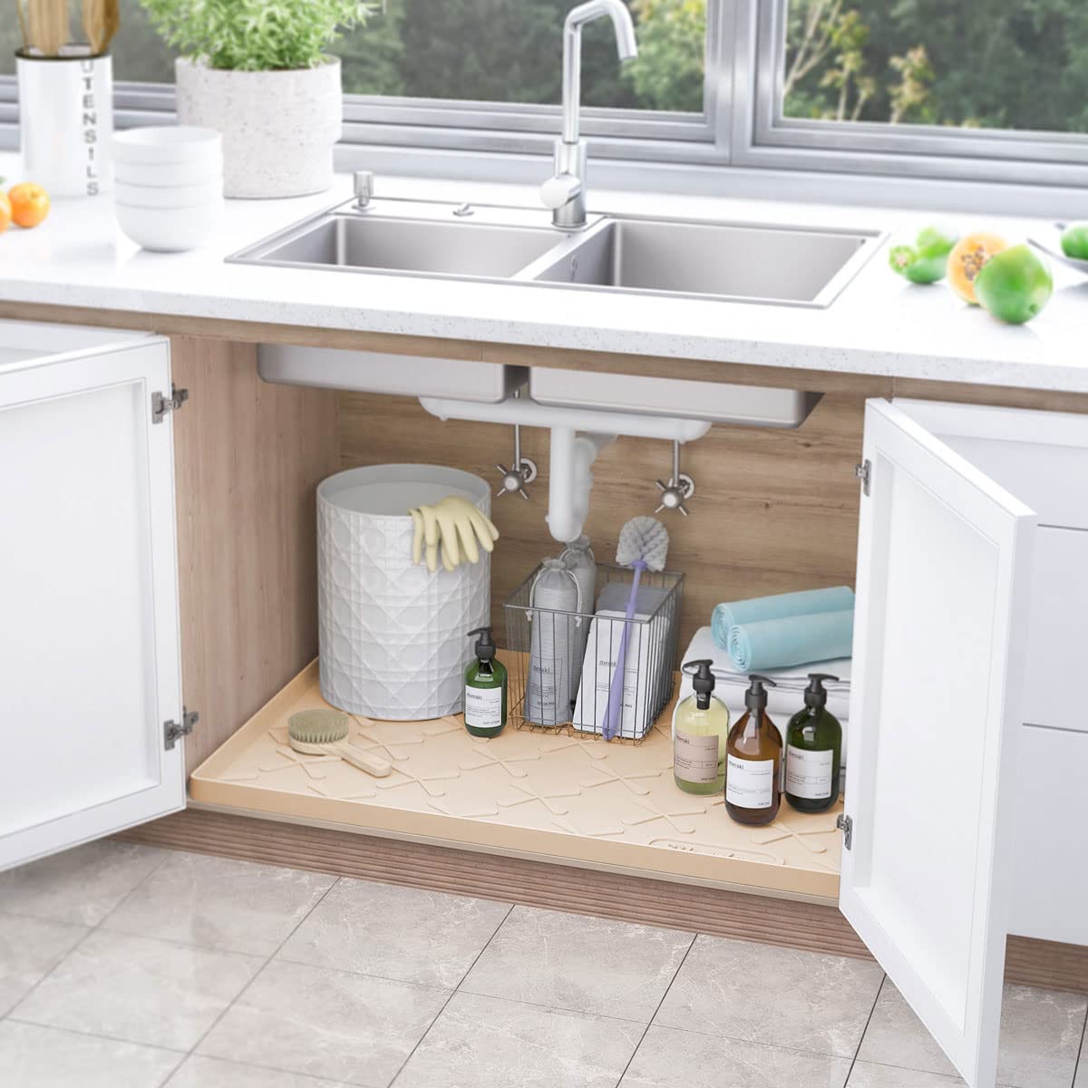 SIKADEER multipurpose mat works as fridge, counter, or pet feeding tray.