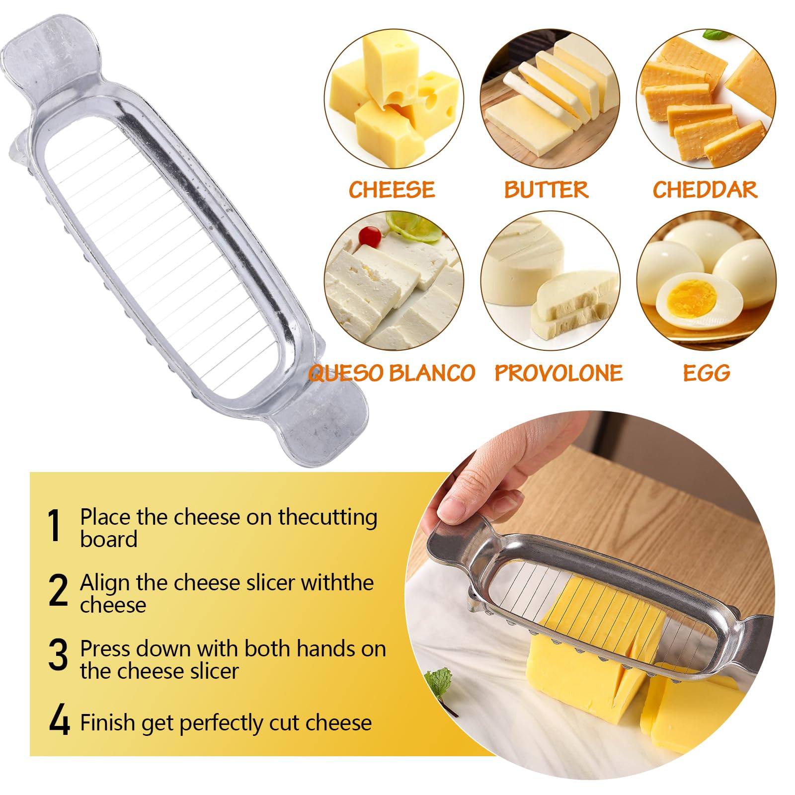 Silbingan multipurpose slicer handles butter, cheese, and soft fruits.