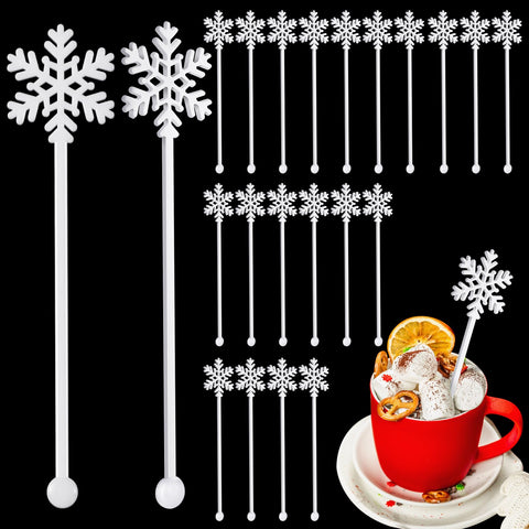SiliFine snowflake stirrers pack enhances festive beverages with easy stirring.