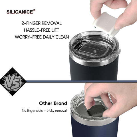 SILICANICE double-wall insulation keeps drinks hot or cold for hours.