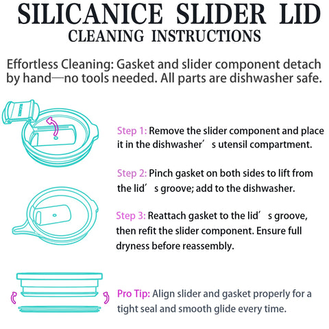 SILICANICE splash-resistant lid minimizes spills during outdoor use.