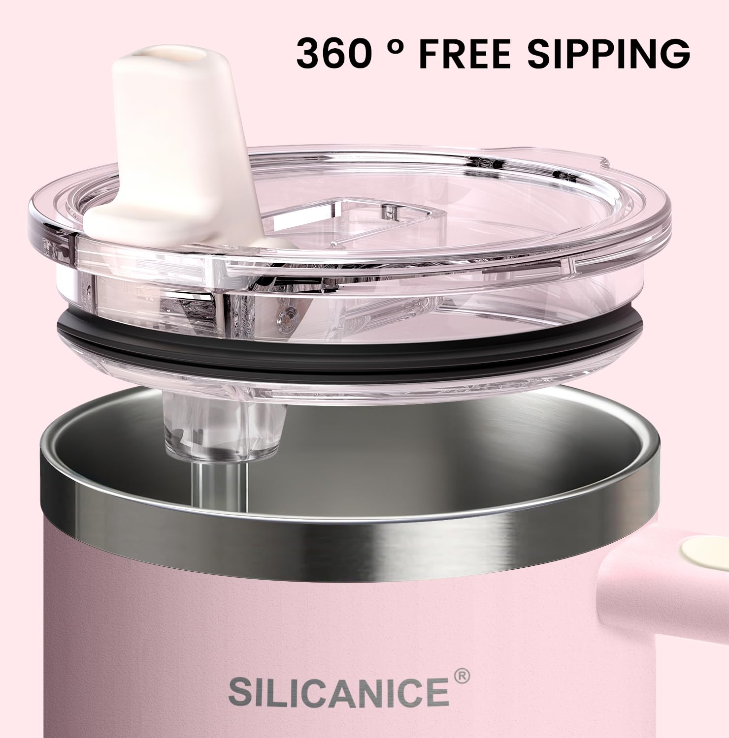 SILICANICE pink tumbler with leakproof lid for travel and daily use