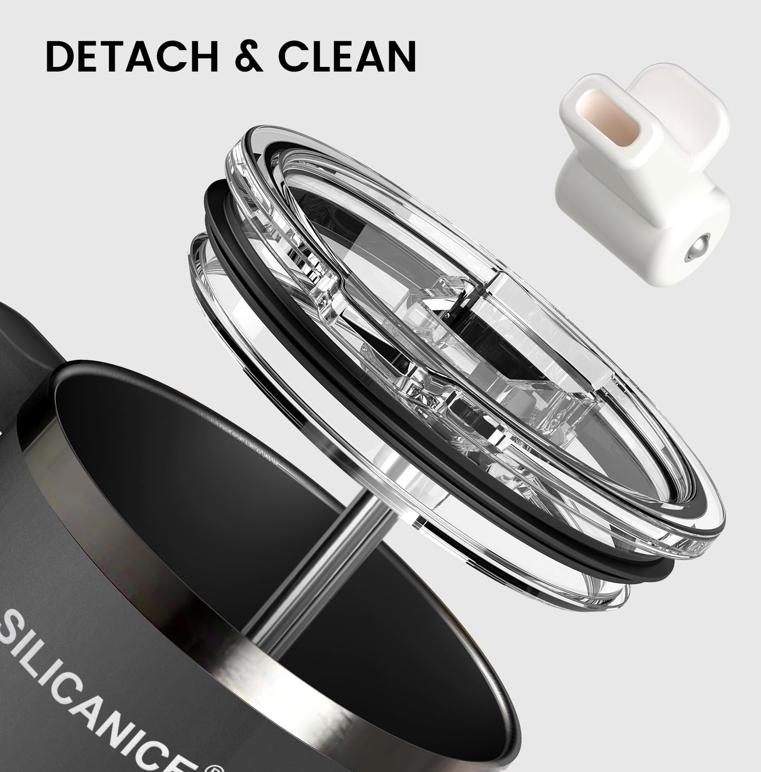 SILICANICE detachable flip straw for one-handed sipping