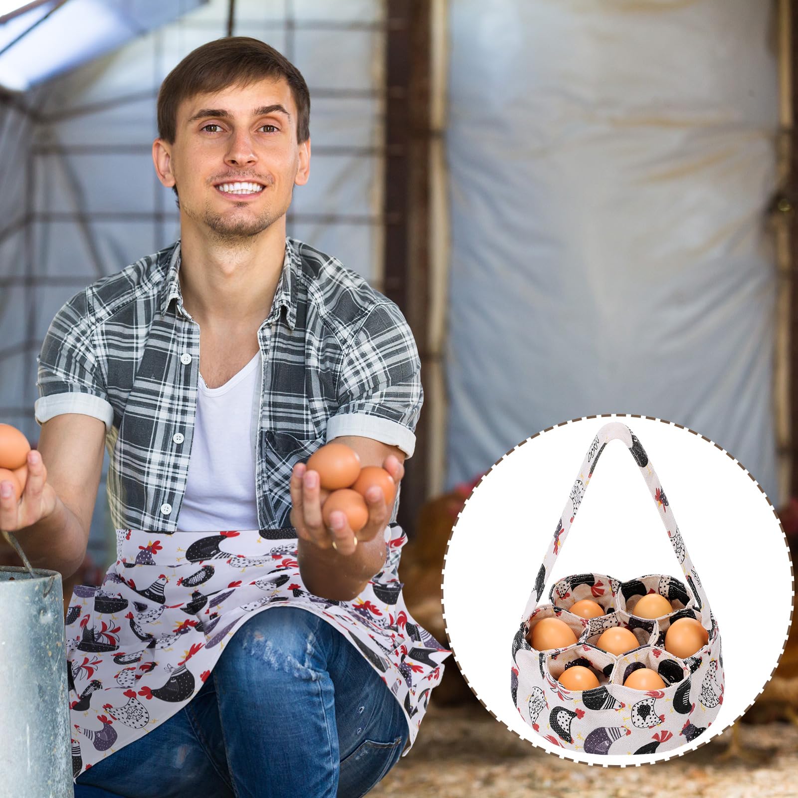 Silicherry apron with hen and rooster design adds rustic charm