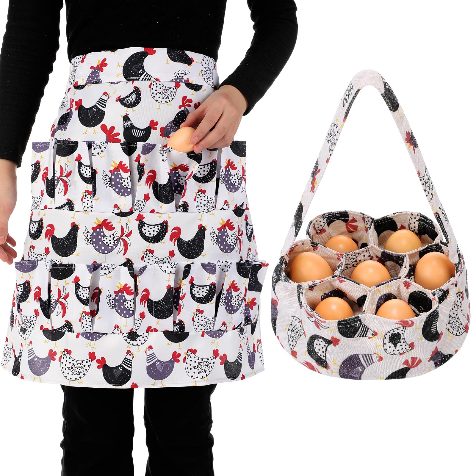 Silicherry egg collecting apron front view demonstrates stylish functionality for daily flock care