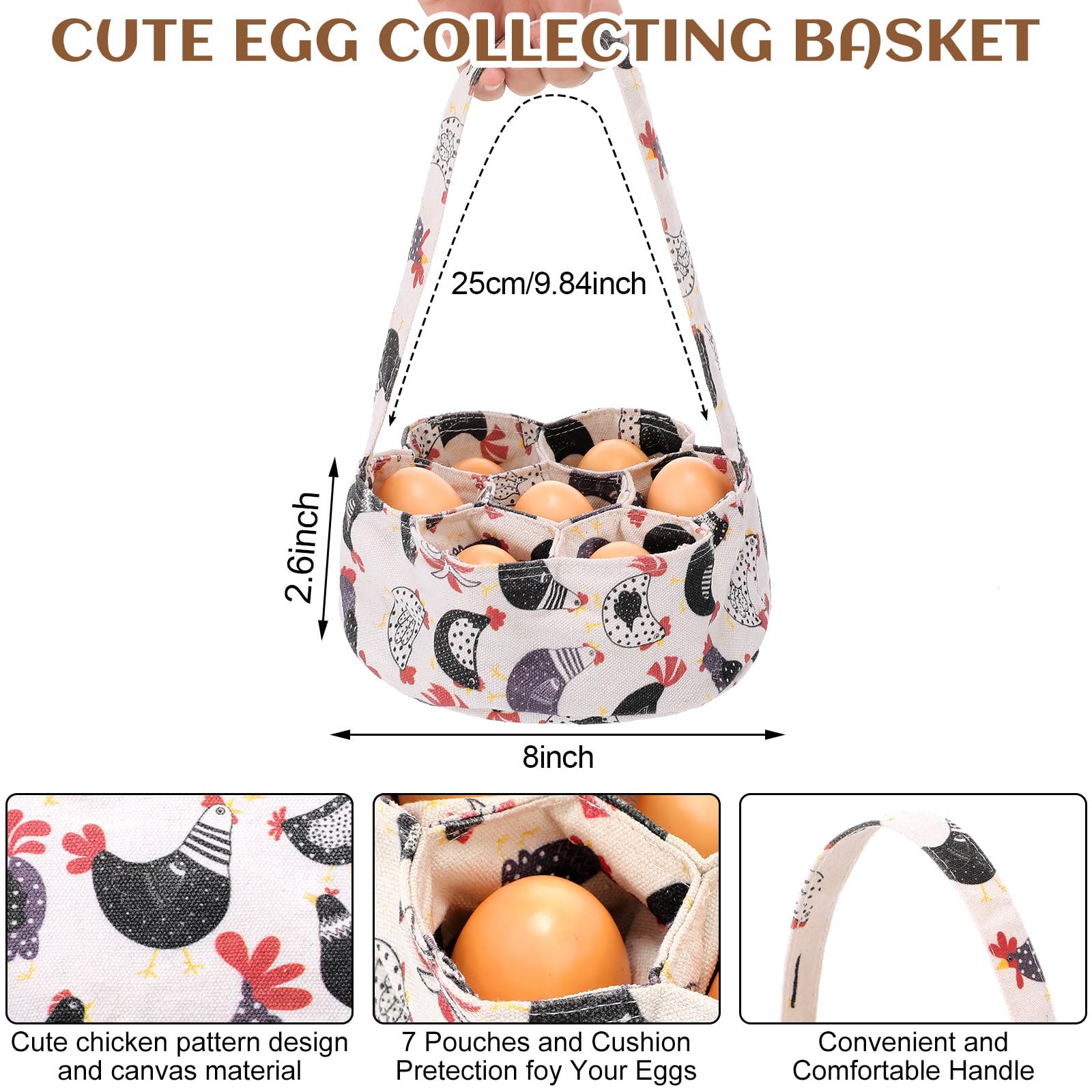 Silicherry mini egg basket 7-pouch design keeps eggs organized during chores