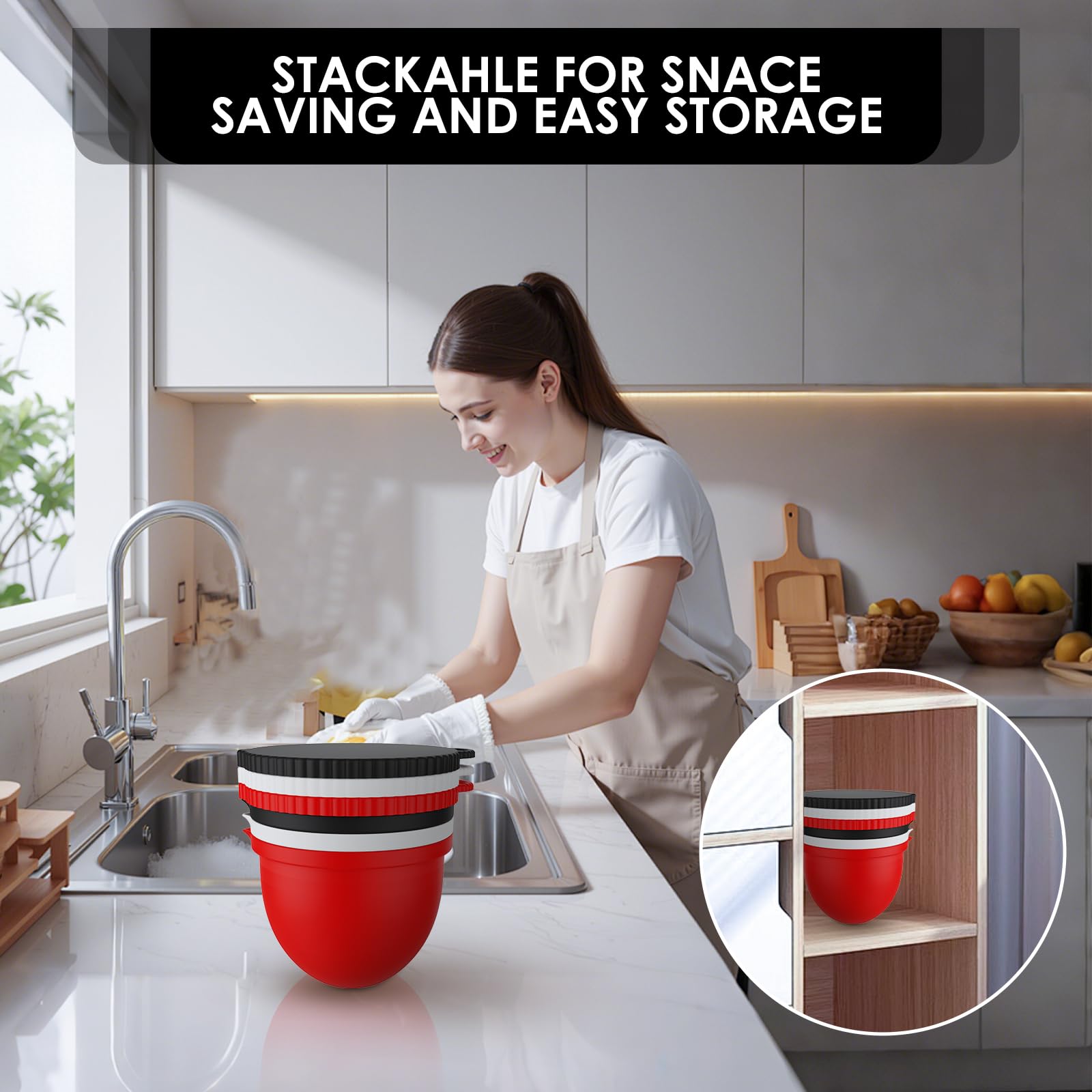 Silicone Bowl Liners for KitchenAid fold flat for compact storage