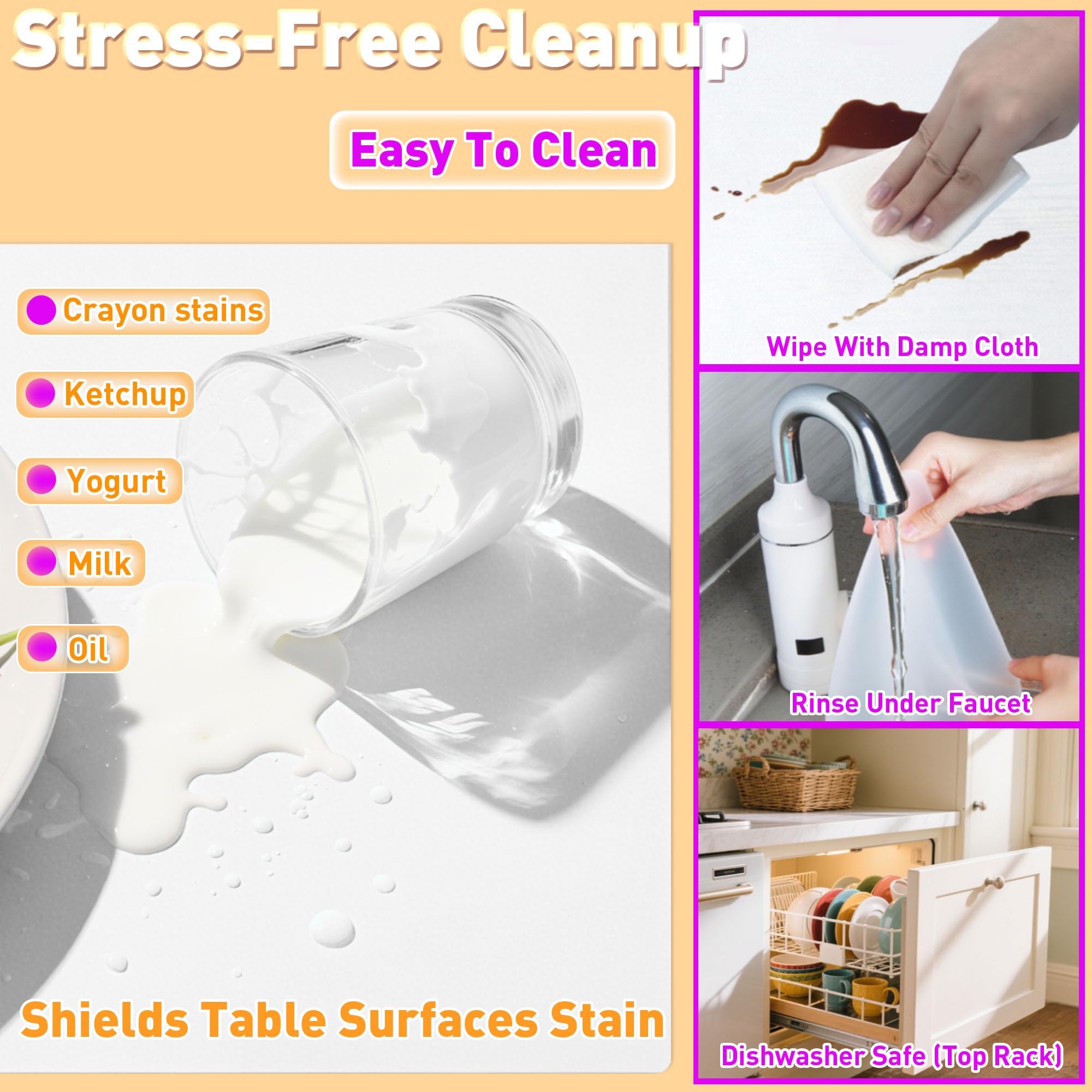 Roll-flat storage design keeps Siliconty placemats tidy when not in use