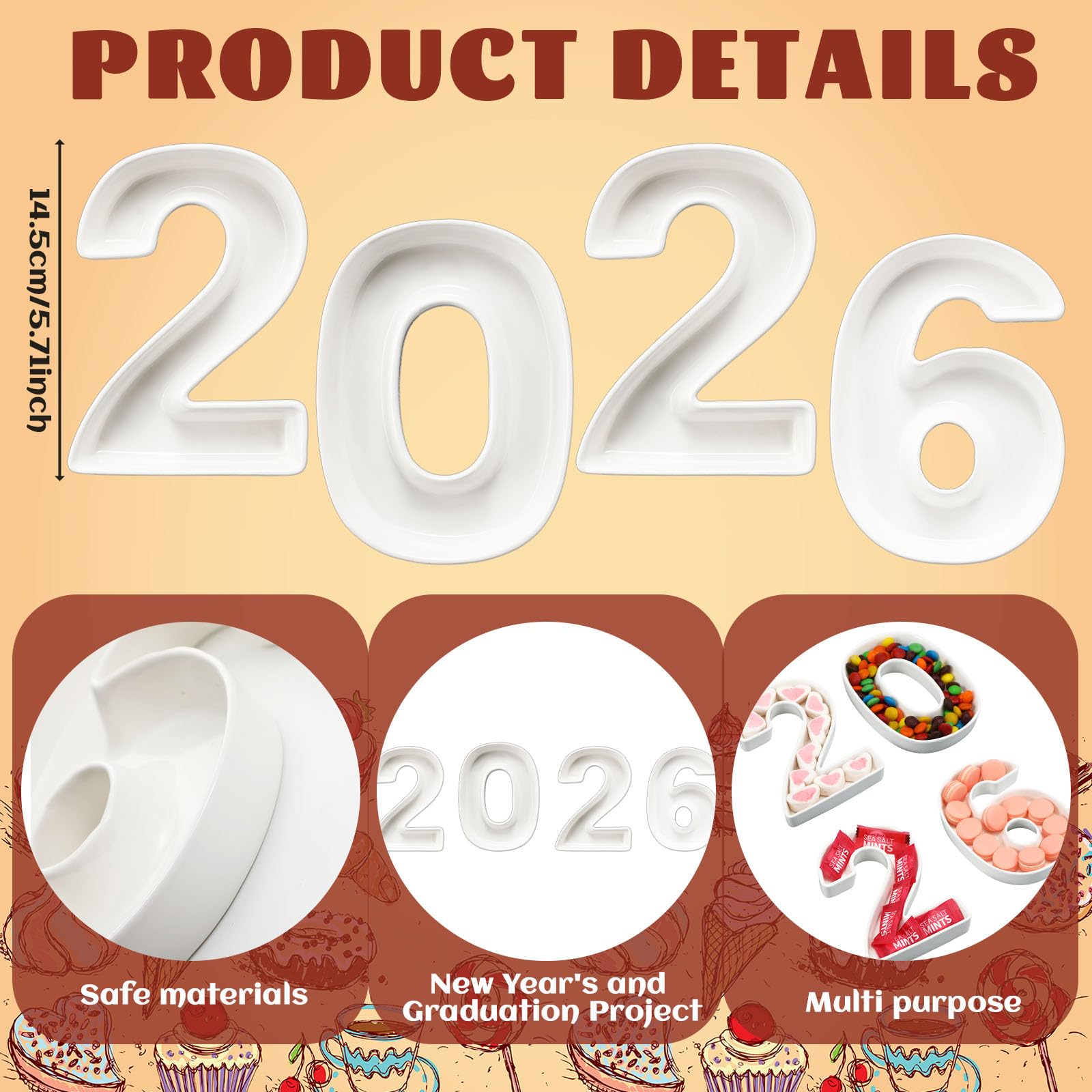 SiliFine four-piece New Year charcuterie boards enhance dessert and snack displays.