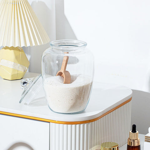 SiliFine bath salt storage displayed in a tidy bathroom setting