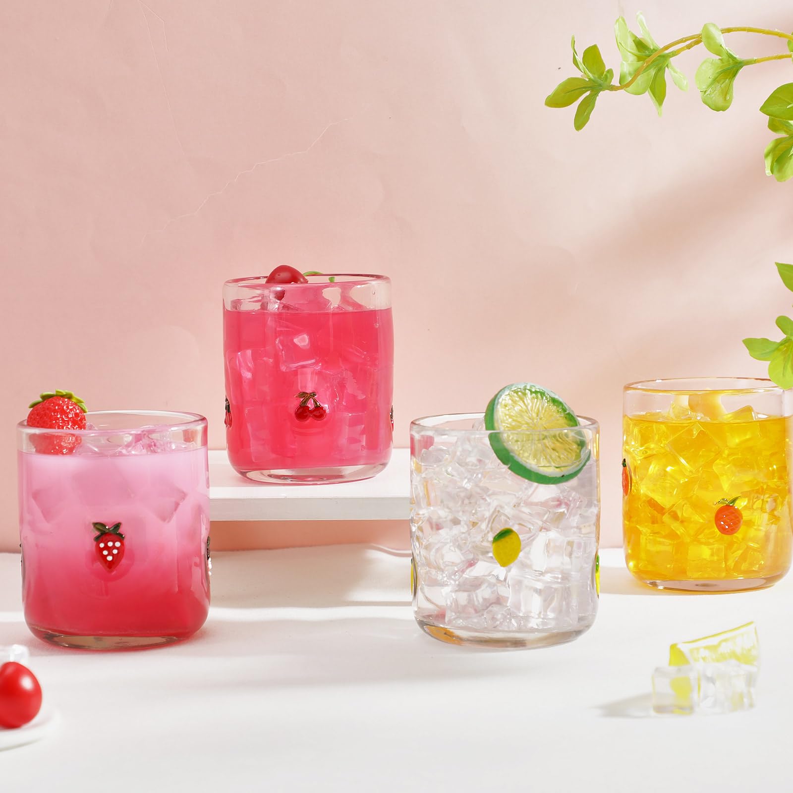 SiliFine cherry icon juice glass adds playful color to cocktails and juice