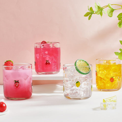 SiliFine cherry icon juice glass adds playful color to cocktails and juice