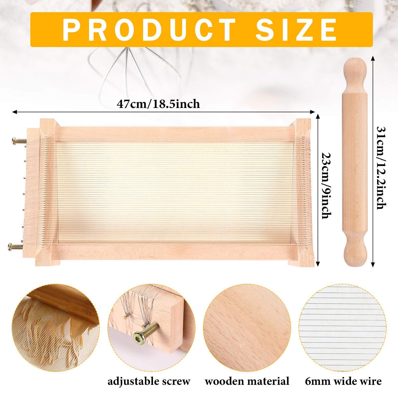 Silifine Chitarra Cutter rolling pin helps roll dough evenly