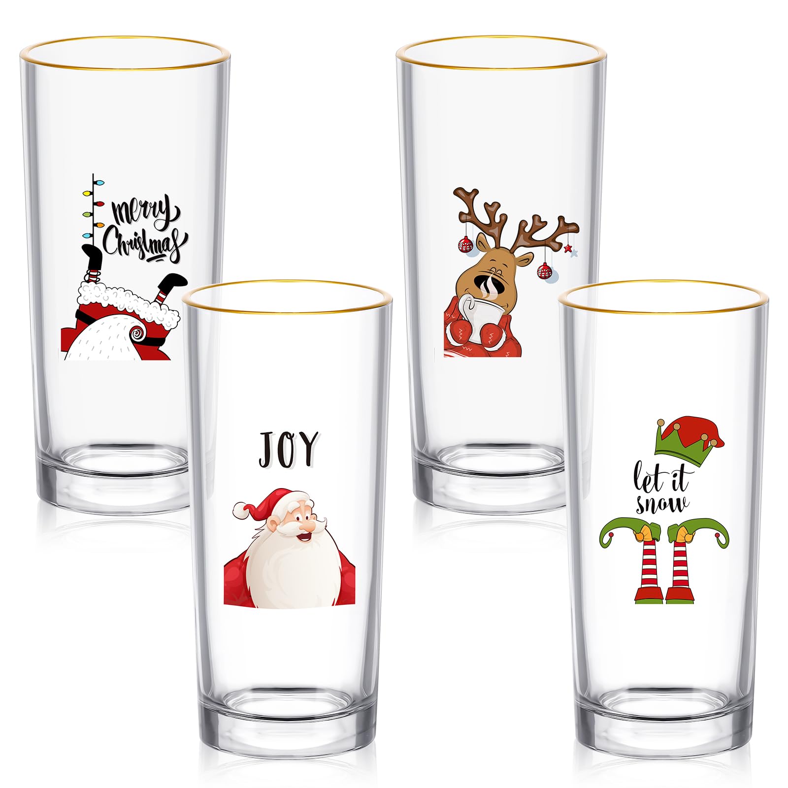 SiliFine Christmas highball glass with elk design, ideal for festive toasts