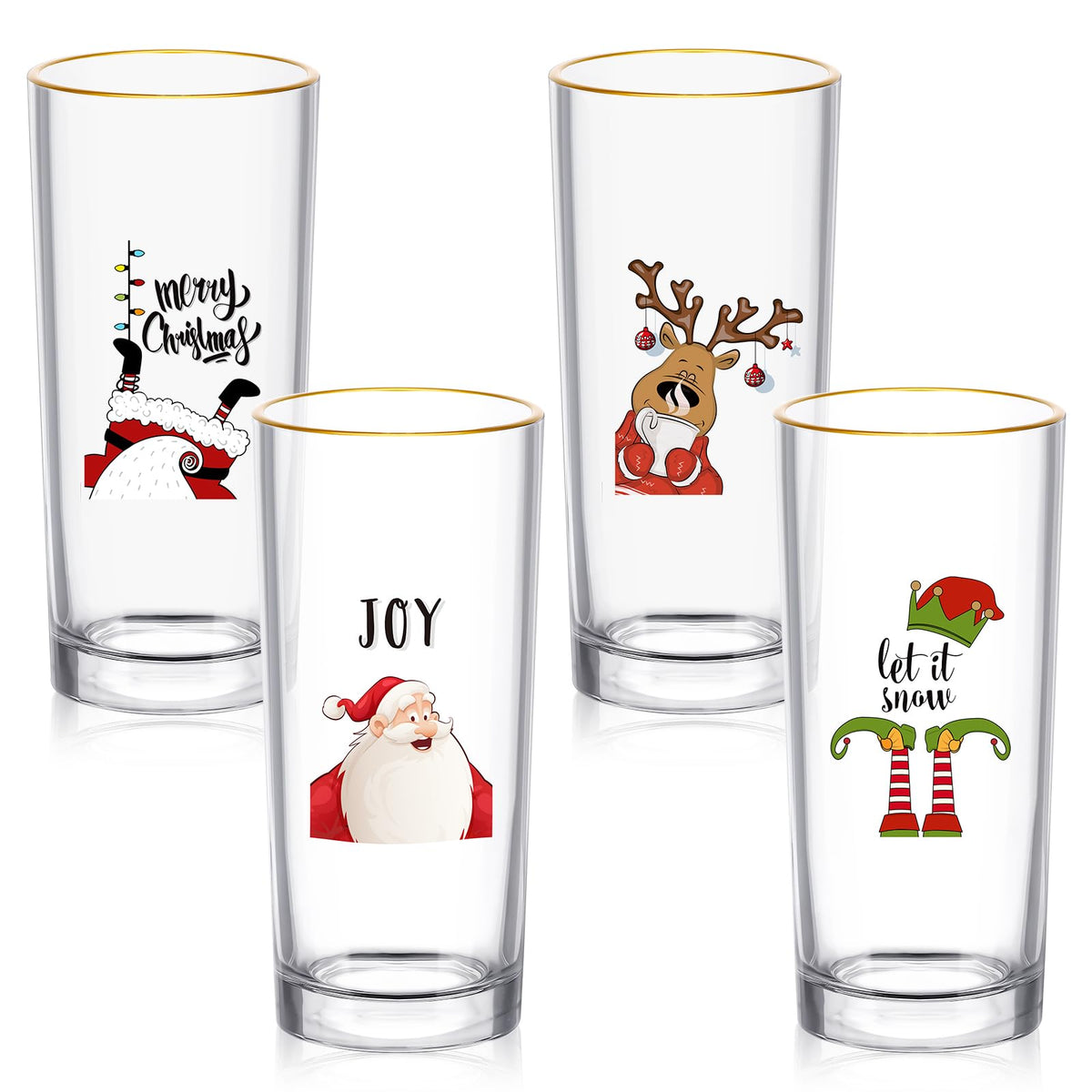 SiliFine Christmas highball glass with elk design, ideal for festive toasts