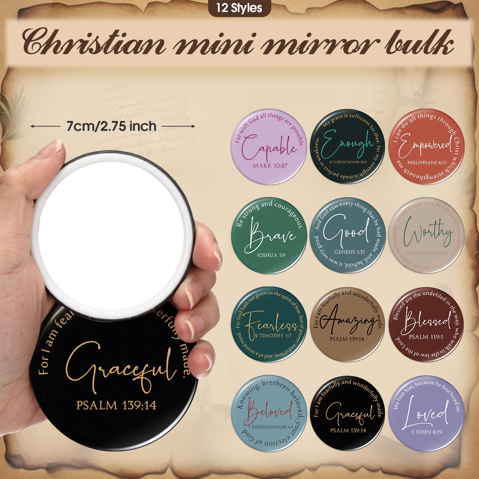 Silifine colorful compact mirror fits pockets for quick touch-ups.