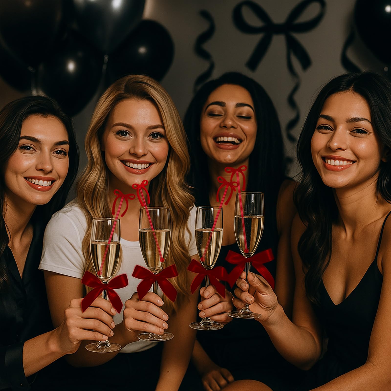 Silifine galentines bow-stirrers pair with mocktails and cocktails.