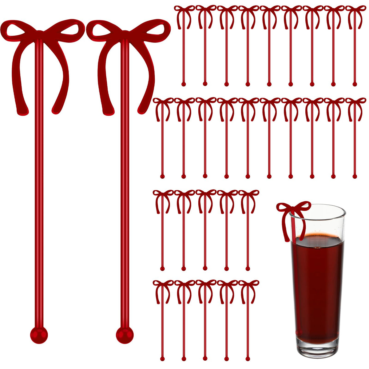 Silifine Valentine bow-stirrers add festive flair to cocktails.