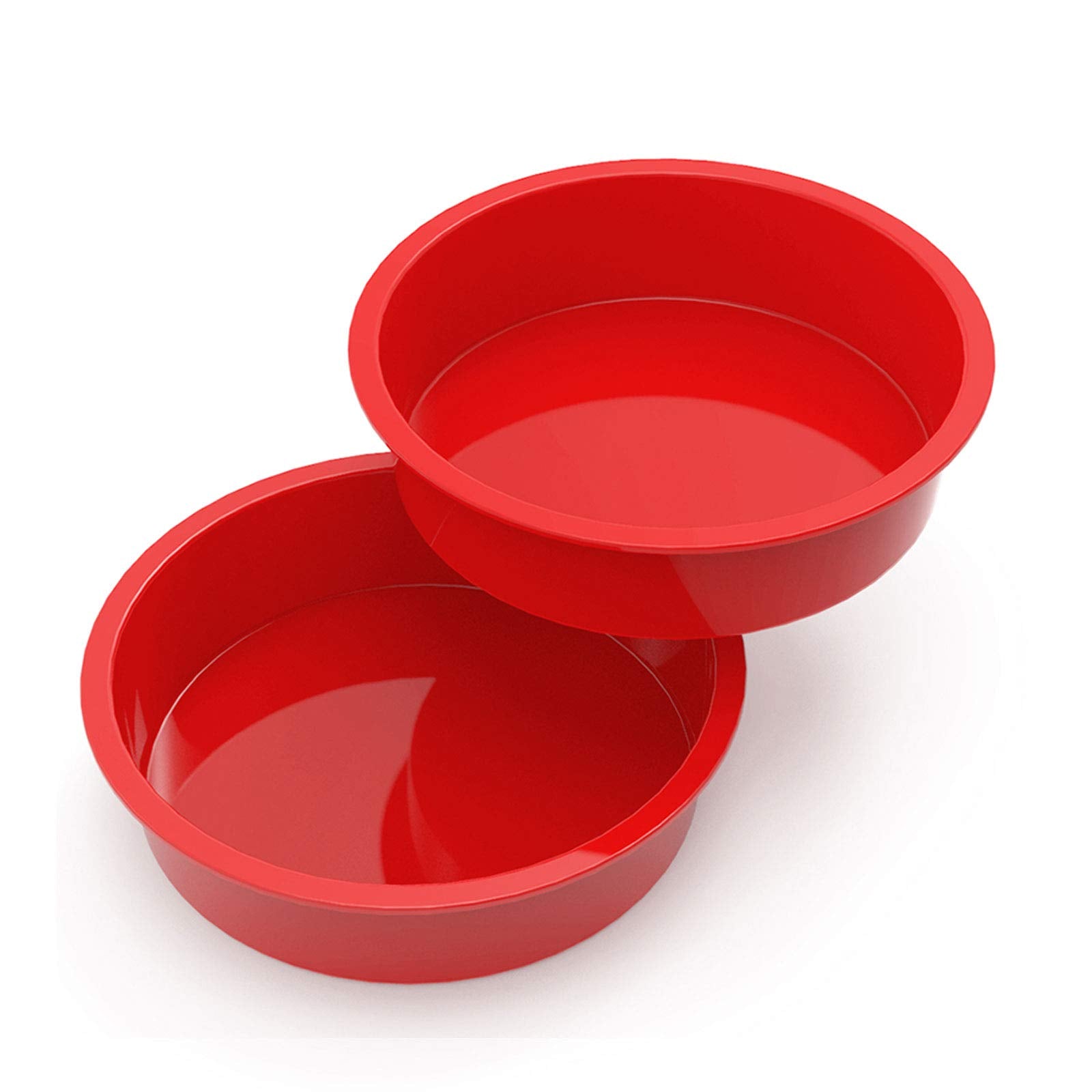 SILIVO 9.5-inch round silicone cake mold set for easy release of layered cakes.