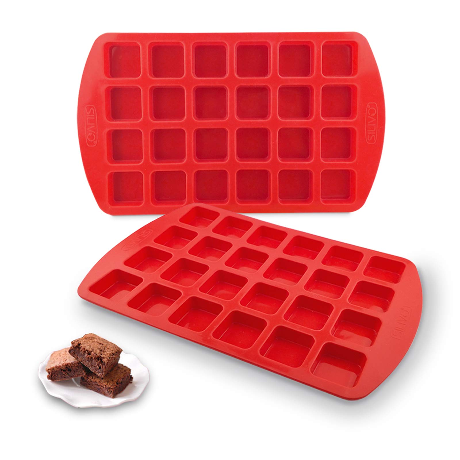 Silivo bite-size brownie pan with dividers 24-cavity for portioned treats and easy release.