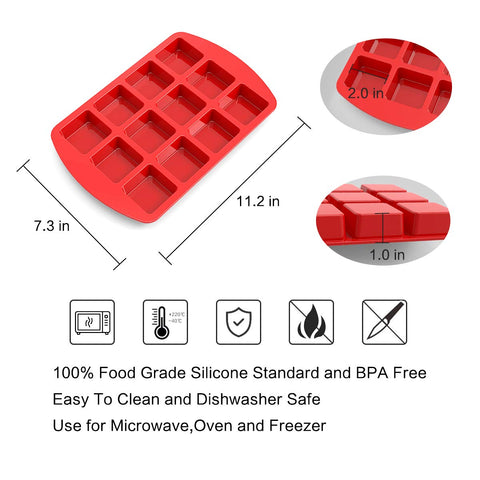 SILIVO brownie mold dimensions 11.2 by 7.3 inches fit on standard sheets.
