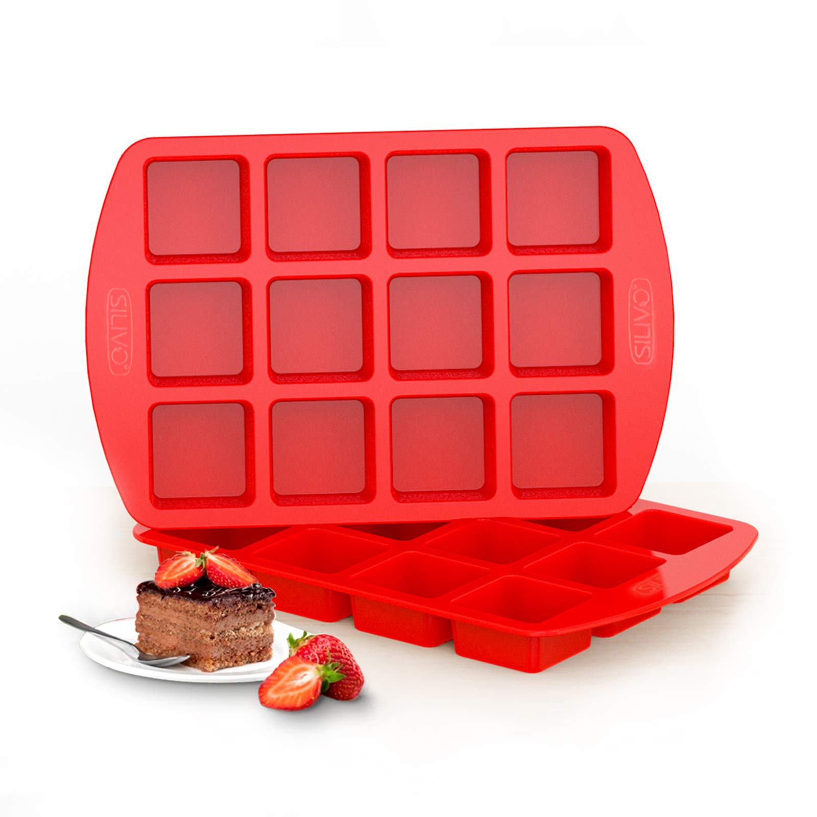 SILIVO brownie pan divider 12 cavities with easy-release design for quick bites.