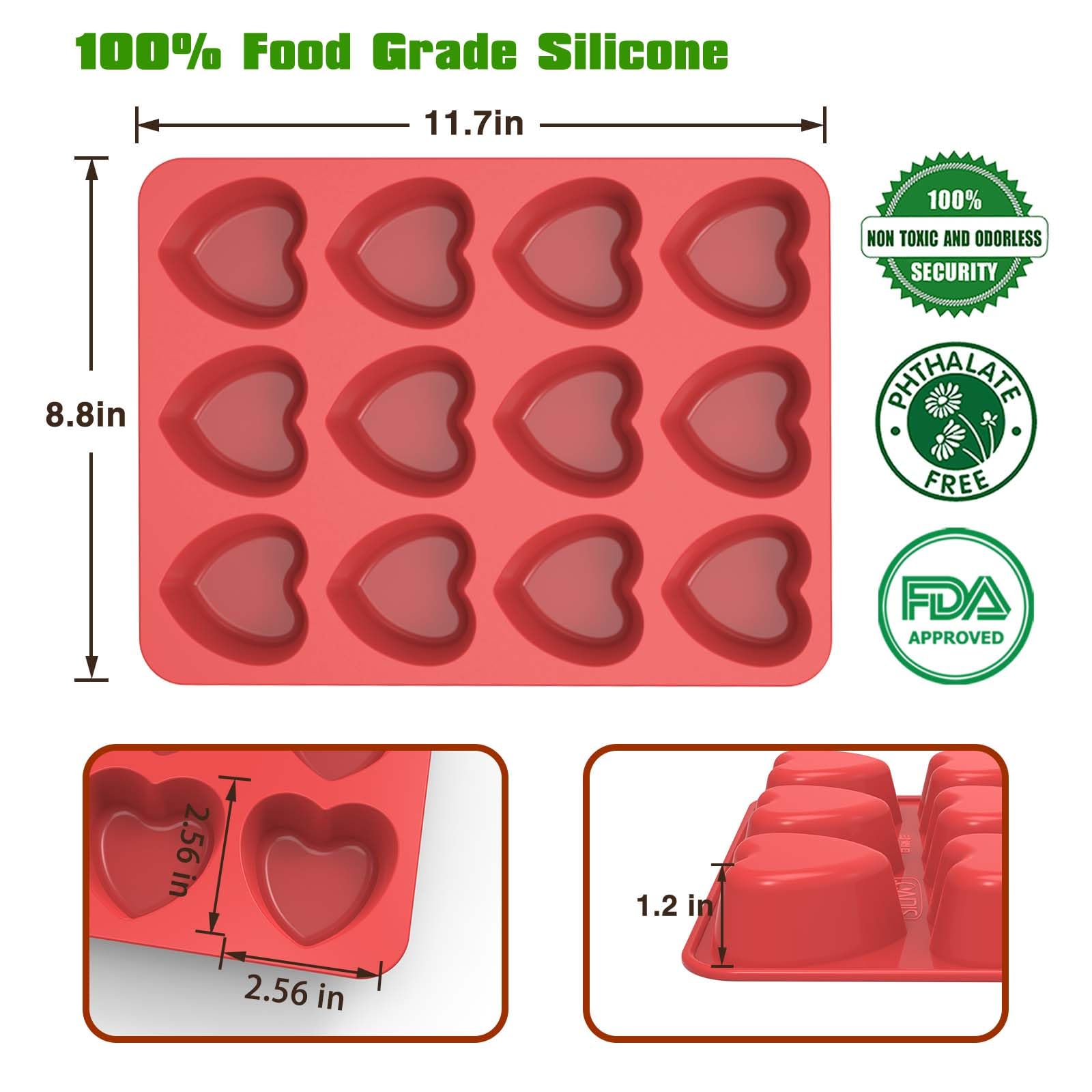 SILIVO heart pan designed for brownies and cupcakes with even heat.