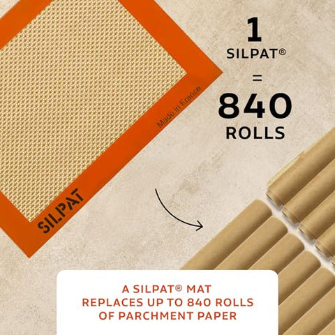 Silpat France-made non-stick baking mat offers a durable, reusable surface.