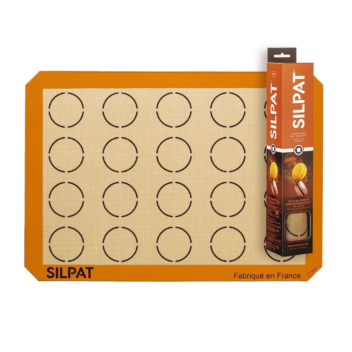 Silpat macaron mat with 20 circle layout for even baking and consistent size